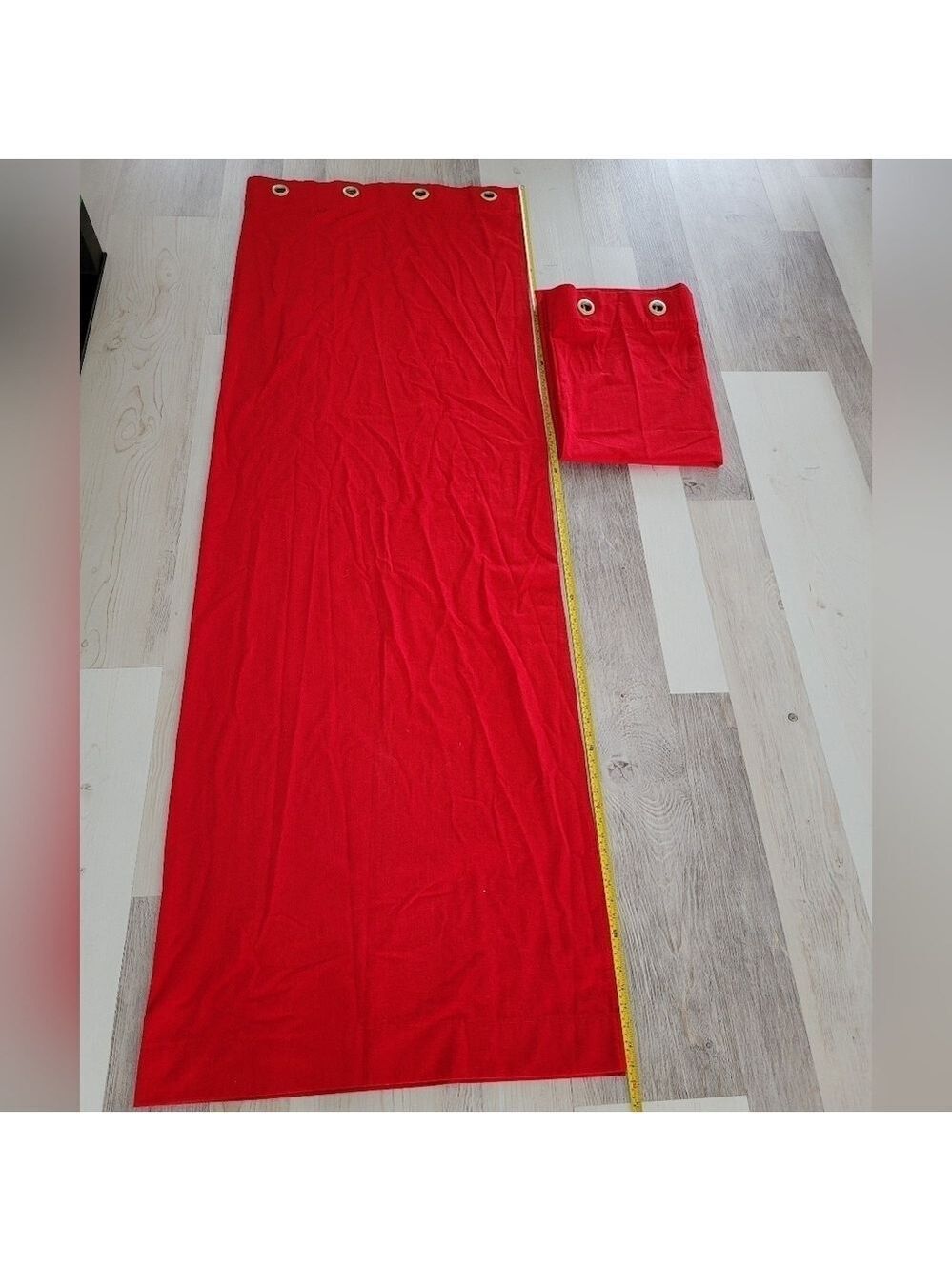 Red Curtains Pair Gold Rings 88x54 inch 202x138 cm